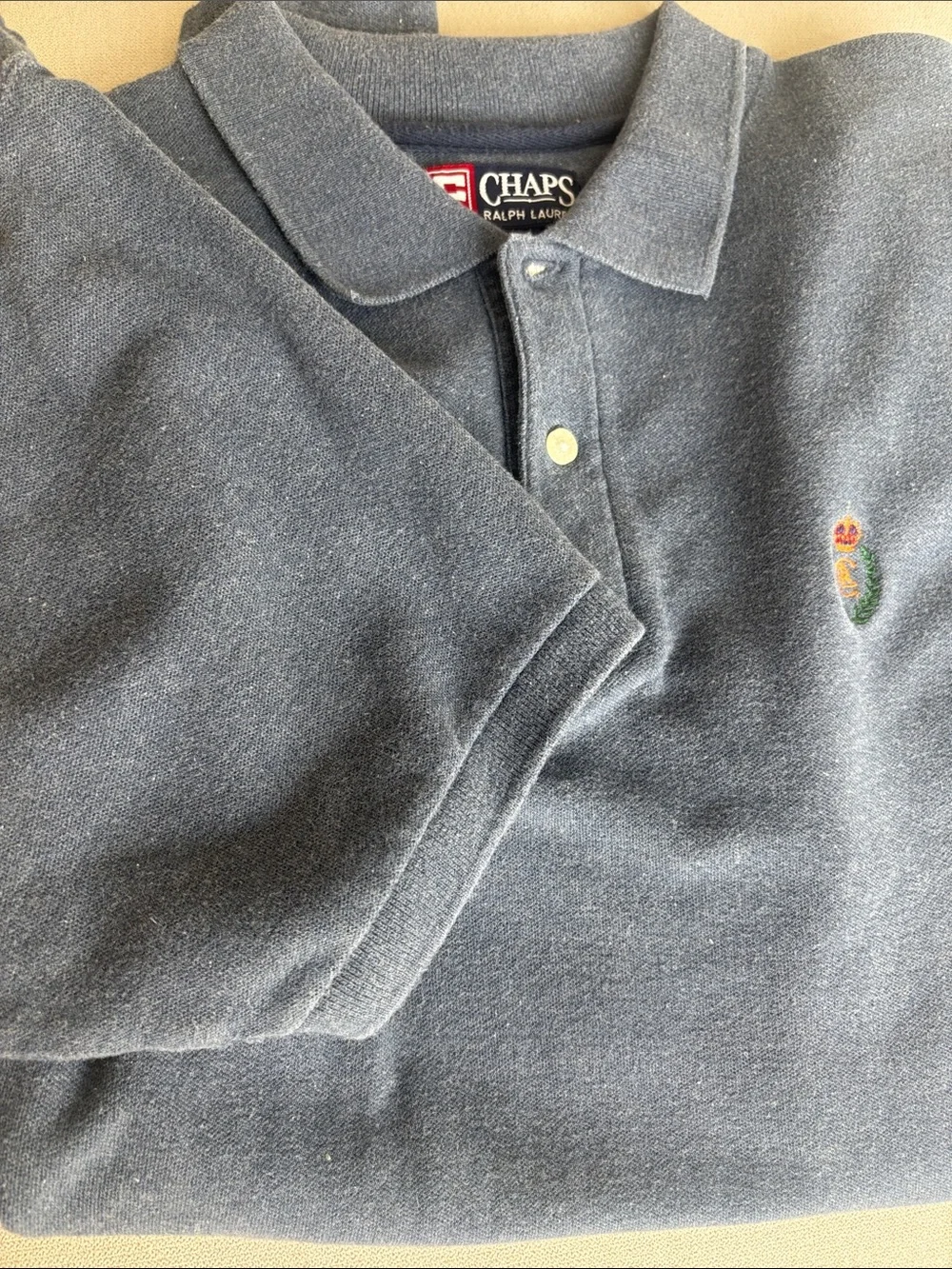 Ralph Lauren Chaps Navy Heather Polo with Embroidered Crest